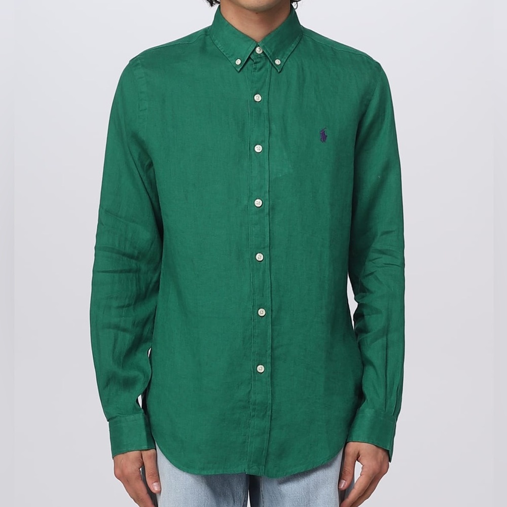 Ralph Lauren Polo Custom Fit Green Button Down Shirt - Size XL